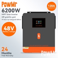 PowMr 6.2KW Hybrid Solar Inverter Hybrid On Grid MPPT Hybrid Inverter 48V 500VDC Off/On Grid Hybrid 