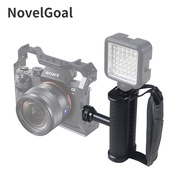 NovelGoal Universal Right & Left Side Handle for Camera Cage Hand Grip with Cold Shoe Mount for Mic 