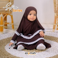 pakaian muslimah balita 1-2 thn warna pink - setelan gamis syari anak - coklat kopi nb ( 0-6 bln )