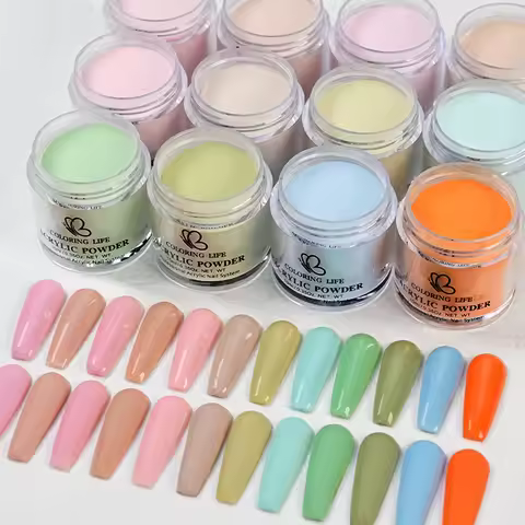 12Colors/Set Nail Acrylic Powder 7g Nude Pink Green Blue Crystal Powder for Nails Professional Exten