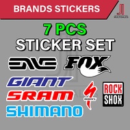 (7 PCS SET) Bike Brands Stickers Waterproof Decals High Quality Laminated Sticker Mountain Road Bike