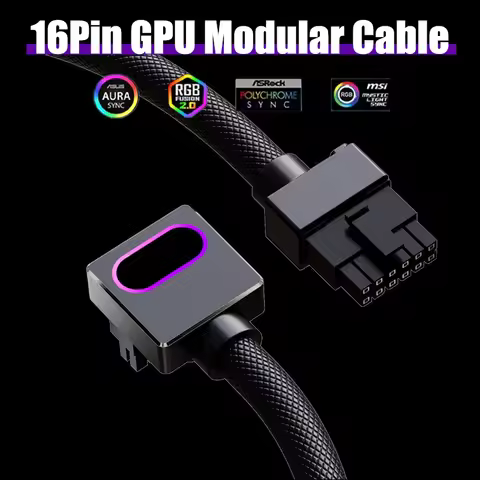 16pin GPU Modular Cable 12+4Pin 12VHPWR for RTX 40/5070/5080 Series Computer Power Supply Copper Wir