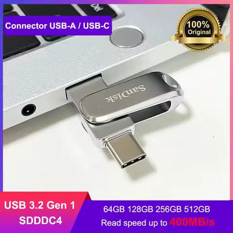 SanDisk Ultra Dual Drive 128GB 256GB Luxe USB Type-C Flash Drive Metal Type A 2 in 1 OTG USB3.1 Gen 