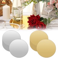 10Pcs Round Mirror Plate 7.87 Inch Acrylic Circle Mirror Tray Circle Mirror Candle Plate  SHOPSKC012