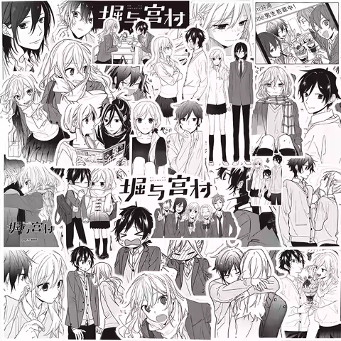 10/30/75pcs Horimiya Anime Miyamura Izumi Stickers Black White Manga Decals DIY Laptop Phone Noteboo
