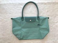 Genuine longchamp Le Pliage Green Handbag L foldable green long handle waterproof Canvas Shoulder Bags large size Tote Bag L1899919P65 Lake Green color made in france