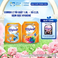 Combo Túi Nước giặt Đậm Đặc Hygiene 1.8L x Nước Xả Vải Đậm Đặc Hygiene 2L/2.2L - Hương Ánh Dương Hạn