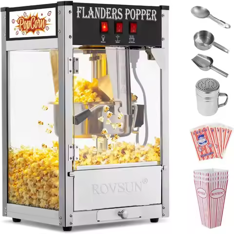 Popcorn Machine with 8 Ounce Kettle Makes Up to 32 Cups Commercial Popcorn Machine Countertop Popcor