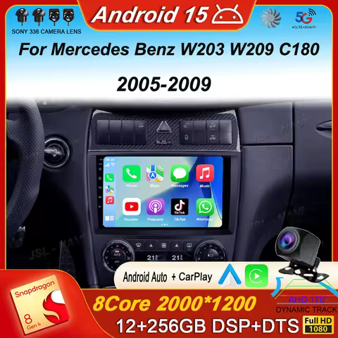 For Mercedes Benz W203 W209 C180 C200 C220 C230 2005 - 2009 video Player Android 15 Car Radio Stereo