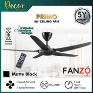 FANZÓ Fan FANZO PRIMO Fan 56" 5 Blades 7 Speed DC Motor Remote Control FANZÓ Ceiling Fan Kipas Silin