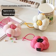 Portable Pill Box, Mini Multifunctional Travel Essential, Ins Style Healing Flower Pill Organizer, H