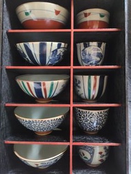 日本有田燒 京古染（清秀窯）五杯＋5碗禮盒組