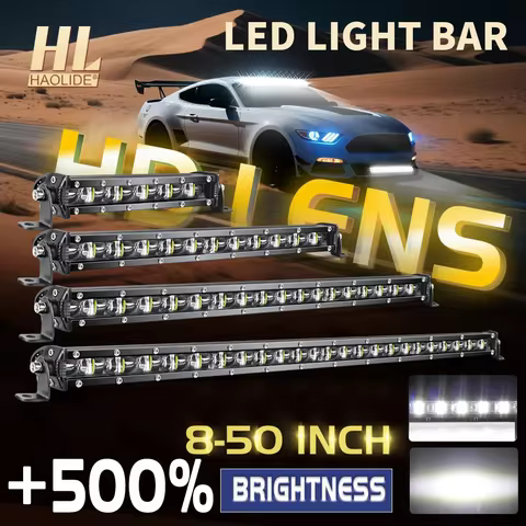 HAOLIDE Super Bright 7" 14" 20" 26" 32" 38" 44LED Light Bar Offroad 12V 24V Spotlight LED Work Light