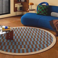 permaidani bulat, baldu kristal, Reka bentuk corak papan catur, Saiz60*60sm-140*140sm, Penyerapan ai