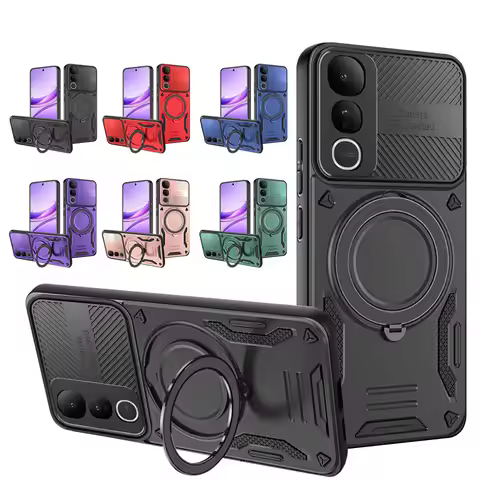 Armor Magnetic Case For VIVO Y29 Y29S Y39 Y04 4G 5G Ring Bracket Bumper Stand Holder Cover for Vivo 