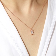 SWAN - Baguette Stone Necklace สร้อยคอเงินแท้ สร้อยคอเส้นบาง สร้อยคอมีจี้ ฝังเพชรคิวบิกเซอร์โคเนีย c