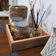 Wooden square storage box 25x25x4cm Wooden tray Wooden storage box