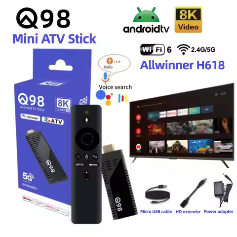 Q98 5G ATV Mini TV Stick Android 12 Allwinner H618 Support 4K 8K Video Wifi 6 BT Voice Remote Smart 