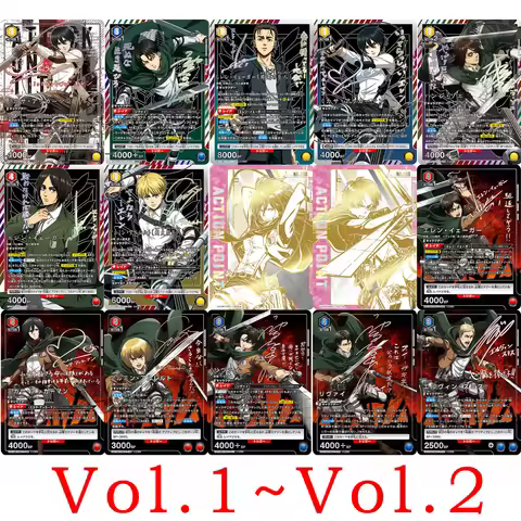 Vol.1~Vol.2 UNION ARENA Attack on Titan, Eren/Mikasa/Levi/ Armin Japanese TCG Anime Collection Foil 