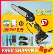 PRODIY 24V 6 Inch Mini Chainsaw Cordless Pruning Cutter 1280W Cutter Electric Gergaji Elektrik Chainsaw Battery MC24v-6B