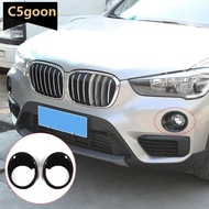 C5GOON 2Pcs Car Front Fog Light Frame Lamp Ring Cover Trim for BMW X1 2016-2019 Exterior Accessories