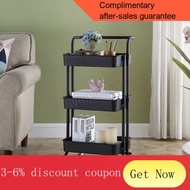 ! trolley cart Three-Tiers Kitchen Storage Trolley with 360 Degrees Flexible Wheels and Handle