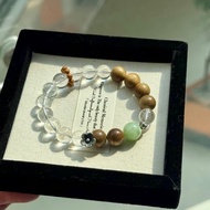 天然白水晶手串  尺寸 10mm 左右 搭配沉香  青提奶蓋岫玉