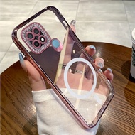 Case For OPPO A15 A15S A35 TPU phone case 2025 new design with diamond studded edge magnetic chargin