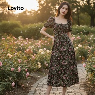 Lovito Casual Floral Ruched Tie Front Split Summer Spring Multicolor Dress for Women L134ED209\4