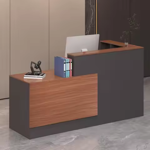 L-Shaped Reception Desk,Large Front Desk with Keyboard Tray,Lockable Drawers& File Cabinet,86.6''L x