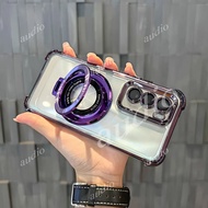 Realme 14x 5G Four Corner Plating Transparent Phone Case With Bracket For Realme 14 14X Realme14x 5G