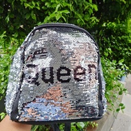 CHILDREN'S SEQUIN BACKPACK WITH QUEEN WRITING / CHILDREN'S SEQUIN SCHOOL BAG / CHILDREN'S SEQUIN BAG