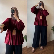 Top Mammiri1224 Arina Peplum Blouse CoolAirFlow Crinkle