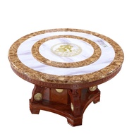 WJMarble Dining Table and Chair round Type round Table Solid Wood Household Dining Table with Turntable Marble Dining Ta