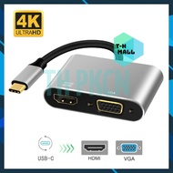 Type C To HDMI VGA 2 in 1 Type-C 2-in-1 Hub Adapter Supports Thunderbolt 3 / 4 For Laptop Phones PKCN