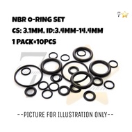 10PCS / NITRILE / BUNA O-RING SETS CS-3.1MM ID-3.4MM~14.4MM NBR O/R (G004-G015)