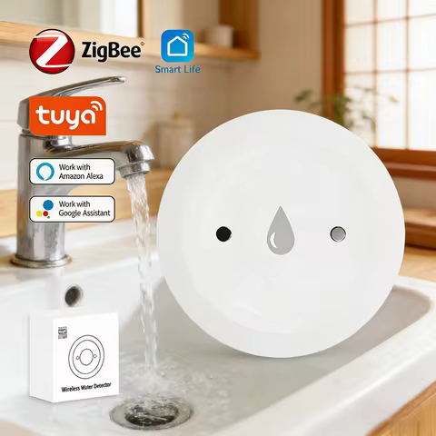 Tuya ZigBee 3.0 Smart Water Sensor Leak Detector Flood Water Leakage Alarm Smart Life Control Work W