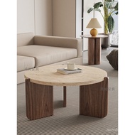 Silent Style Solid Wood Cave Stone Coffee Table Household Coffee Table Living Room Minimalist Round 