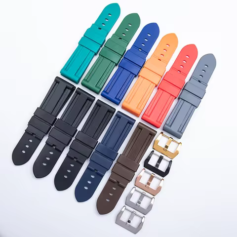 Nature Rubber Watchband Soft Colorful 24mm For Panerai Strap For PAM111/1312 With Stianless Tang Buc