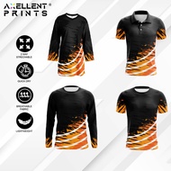 Axellent Prints Inferno Grunge Gear Jersey baju custom nama lengan panjang pendek muslimah Pickle Ba