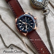 [Original] Alexandre Christie 9601 MCLBRBA Chronograph Men's Watch Brown Genuine Leather | Official Warranty