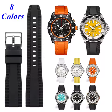20/22mm For Breitling Superocean Automatic 44mm/Chronograph 44mm Watch Strap Silicone Watchband Rubb
