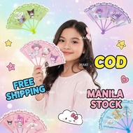 Cute Character Pamaypay Folding Hand Fan 6pcs Set for School Kids Girl Boy Student Supplies Mura