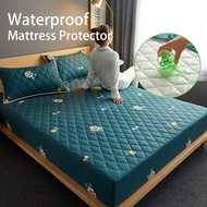 Waterproof Mattress Protector 100% COTTON Fabric Single Queen King Size Fitted Bedsheet Ready Stock Bedsheet Floral pattern