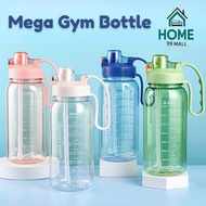 2L Large Capacity Transparent Water Bottle 2000ML Fitness Gym Mega Bottle With Straw Outdoor Sport