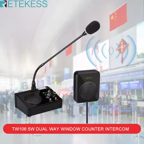 Retekess TW106 5W Dual Way Window Counter Intercom Counter Interphone System For Restaurant Bank Off