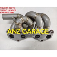 TOYOTA 4EFTE STARLET BANANA HEADER TURBO 3MM STAINLESS STEEL