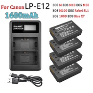 กล้อง LP-E12 LPE12 LP E12สำหรับ Canon Rebel SL1 100D X7จูบ EOS-M EOS M M2 EOS M10 M50 M100ถ่านดิจิตอล1600Mah