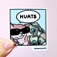 (SG) "huats" singlish cat meme waterproof vinyl sticker (1 Piece)