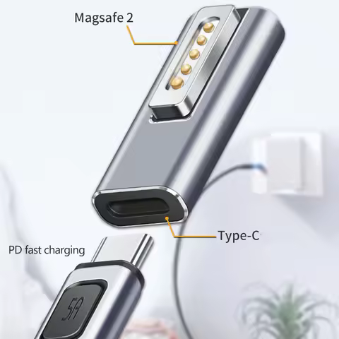 5A Magnetic USB C Adapter Type C to Magsaf* 2 /DC5521 to magsaf1 Connector PD Quick Charge Adapter F